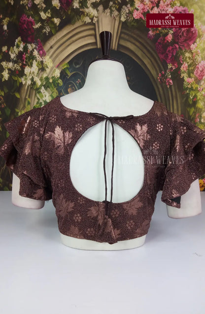 ReadyMade Fancy Sleeve Velvet Blouse With lining - Brown