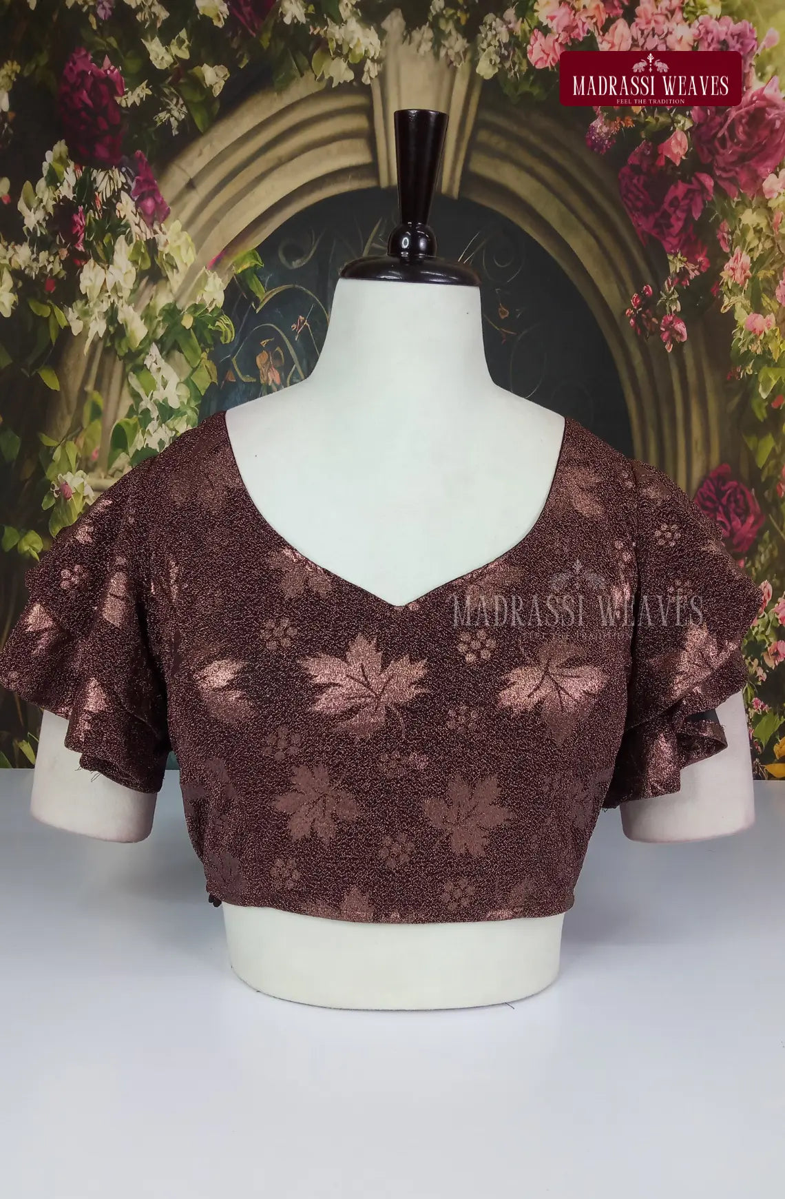 ReadyMade Fancy Sleeve Velvet Blouse With lining - Brown