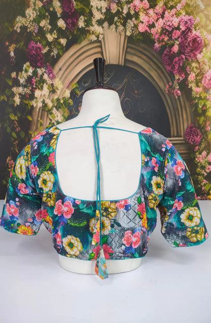 Readymade Floral With Lining Mixmatch Blouse - Multi Colour