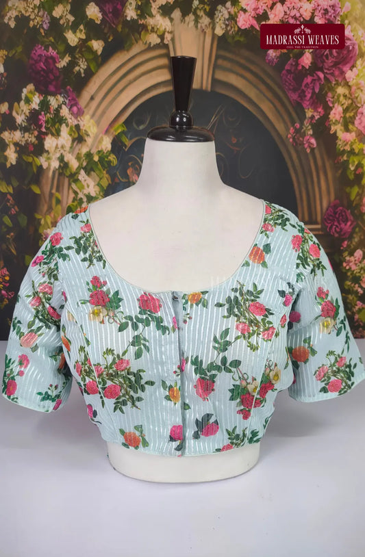 ReadyMade Floral With Lining Mixmatch Blouse - Greyish White