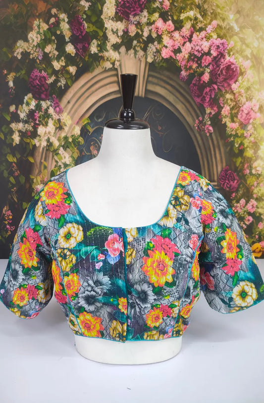 Readymade Floral With Lining Mixmatch Blouse - Multi Colour