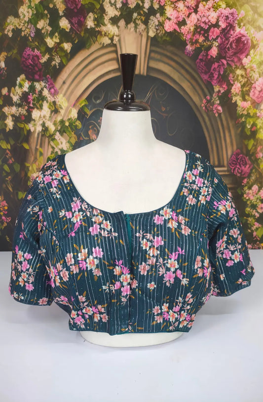 Readymade Floral With Lining Mixmatch Blouse - Navy Blue