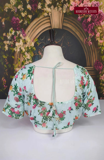 ReadyMade Floral With Lining Mixmatch Blouse - Greyish White