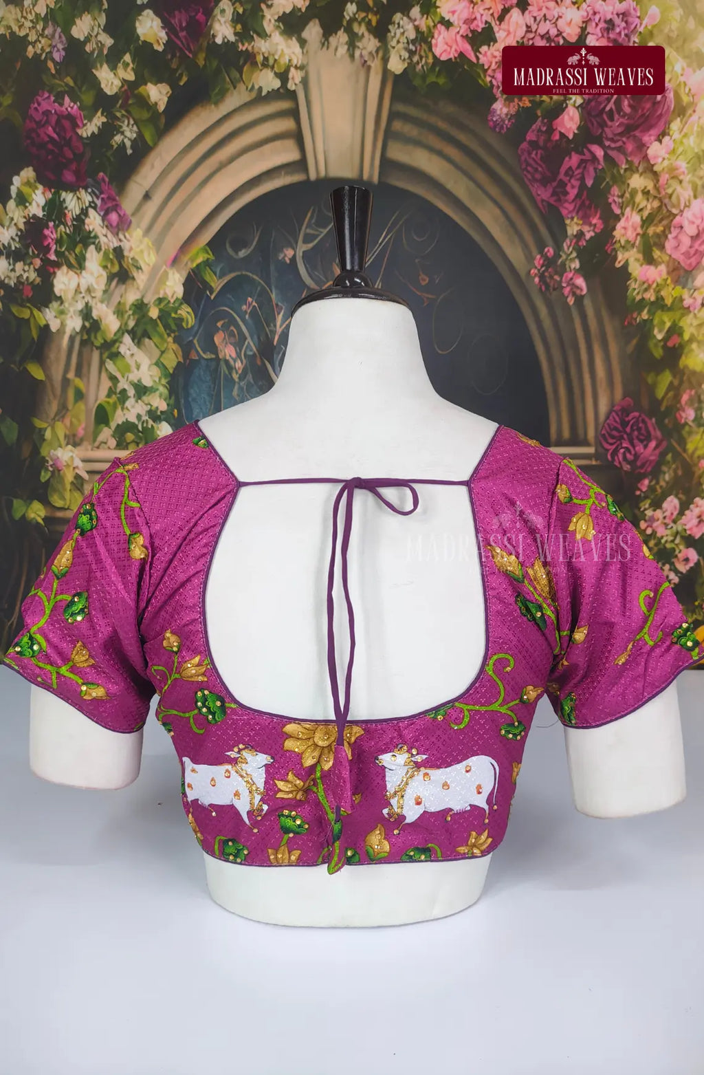 Readymade Adjustable Pichwai Art Blouse - Rani