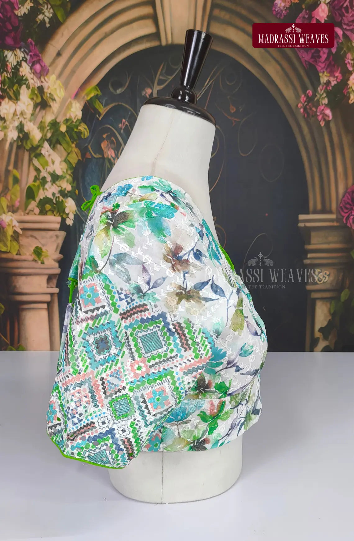 Readymade Floral Prined Polka Blouse - Rama