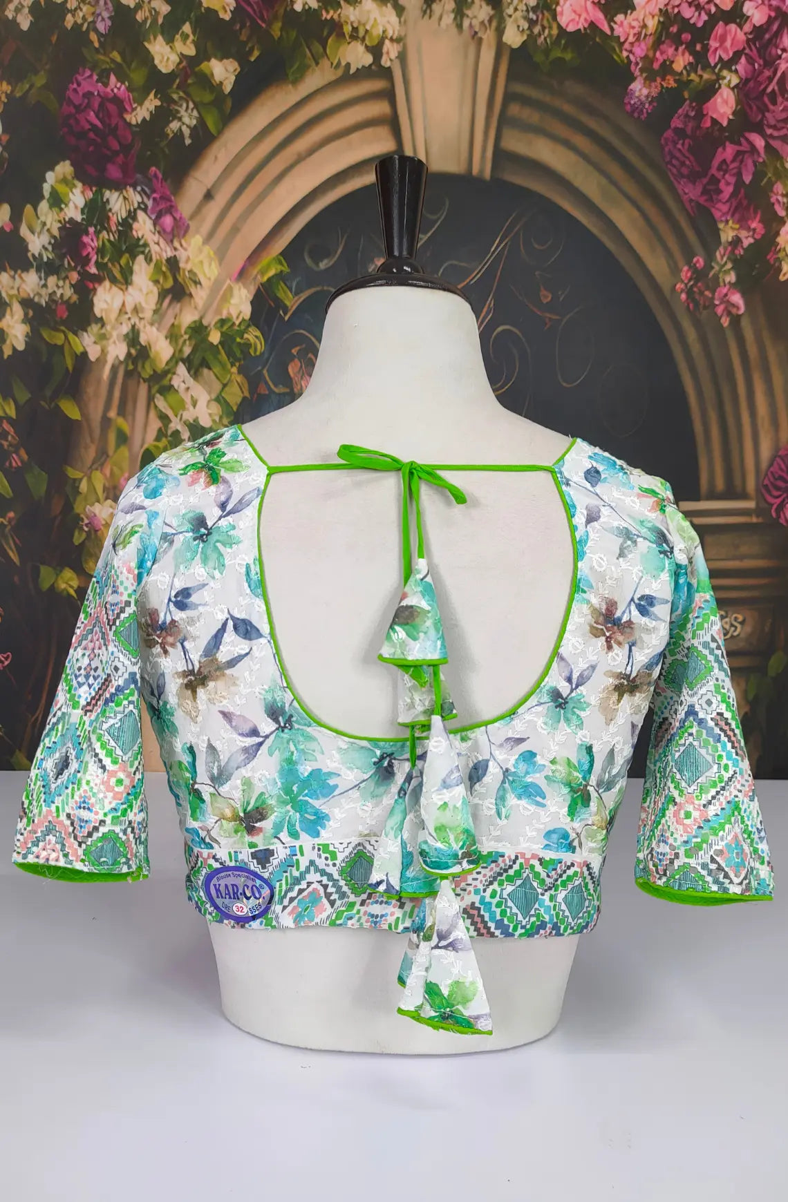 Readymade Floral Prined Polka Blouse - Rama