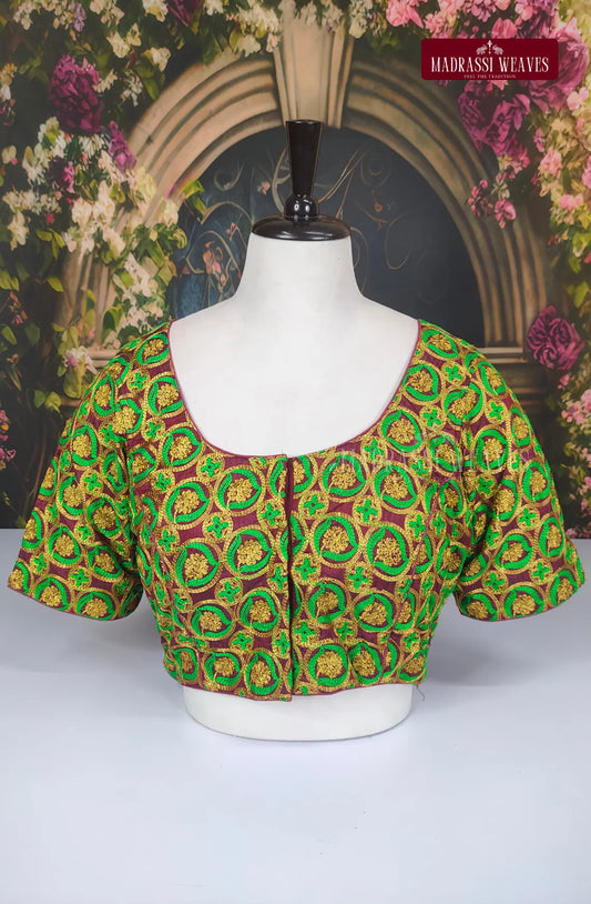 Readymade Adjustable Embroidered Blouse - Parrot Green