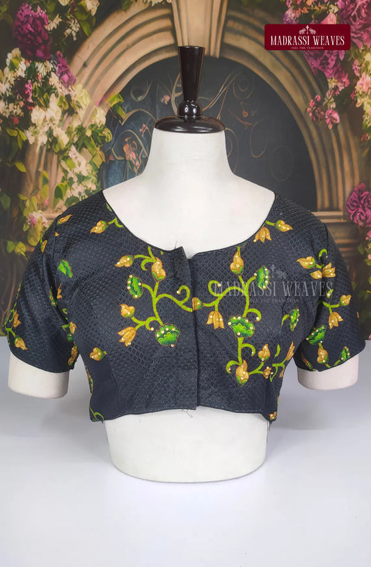 Readymade Adjustable Pichwai Art Blouse - Black