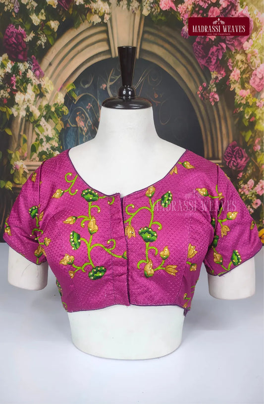 Readymade Adjustable Pichwai Art Blouse - Rani
