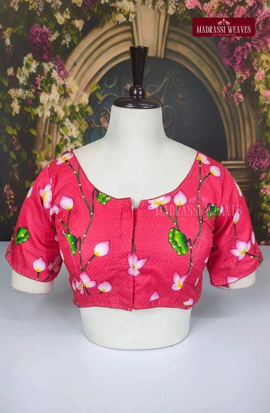 Readymade Adjustable Pichwai Art Blouse - Rose