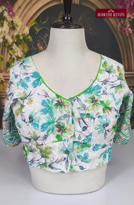 Readymade Floral Prined Polka Blouse - Rama