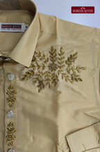 Luxury Aari Work Wedding Silk Dhoti Set (HandCrafted) -(DESPATCH TIME 15 DAYS)- Beige