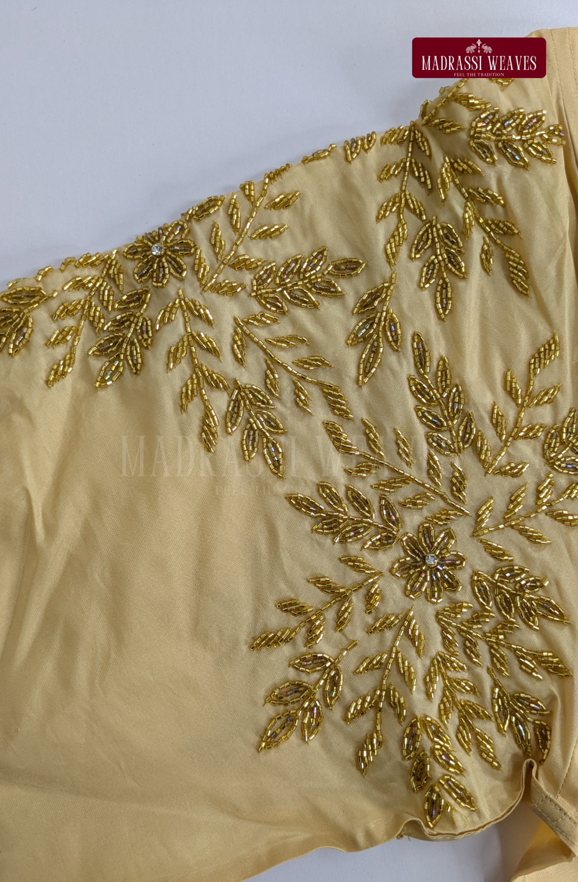 Luxury Aari Work Wedding Silk Dhoti Set (HandCrafted) -(DESPATCH TIME 15 DAYS)- Beige