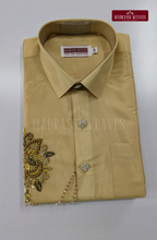 Luxury Aari Work Wedding Silk Dhoti Set (HandCrafted) -(DESPATCH TIME 15 DAYS) - Beige