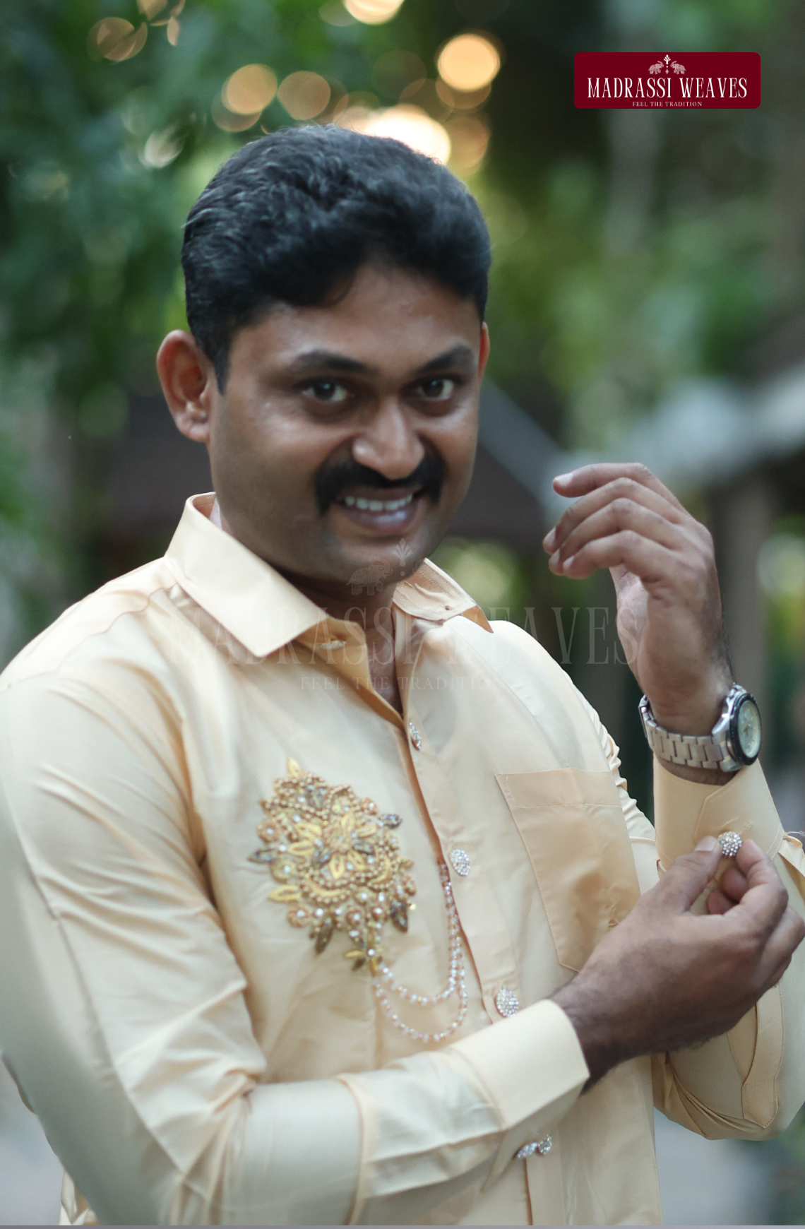 Aari Work Men's Shirt Only (Hand Crafted) - (DESPATCH TIME 15 DAYS) - Beige