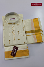 Luxury Aari Work Wedding Silk Kurta Dhoti Set (HandCrafted) -(DESPATCH TIME 15 DAYS) - Off White