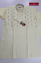 Luxury Aari Work Wedding Silk Kurta Dhoti Set (HandCrafted) -(DESPATCH TIME 15 DAYS) - Off White