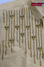Luxury Aari Work Wedding Silk Dhoti Set (HandCrafted) -(DESPATCH TIME 15 DAYS) - Beige