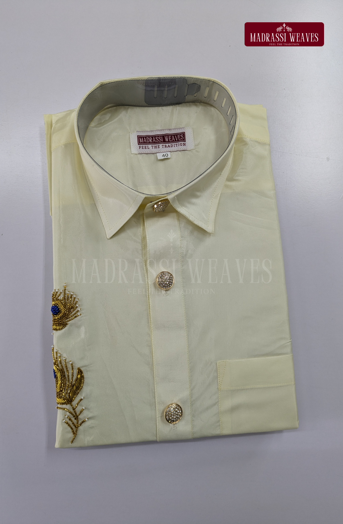 Luxury Aari Work Wedding Silk Dhoti Set (HandCrafted) -(DESPATCH TIME 15 DAYS) - Off White