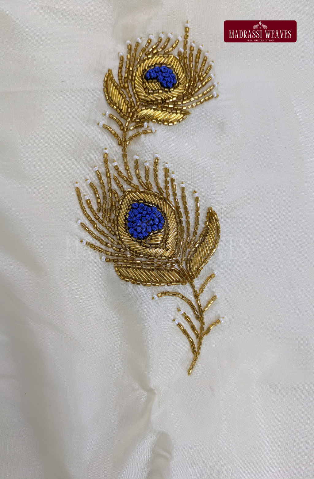 Luxury Aari Work Wedding Silk Dhoti Set (HandCrafted) -(DESPATCH TIME 15 DAYS) - Off White