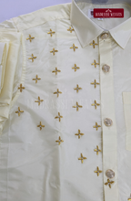 Luxury Aari Work Wedding Silk Dhoti Set (HandCrafted) -(DESPATCH TIME 15 DAYS) - Off White-6-5