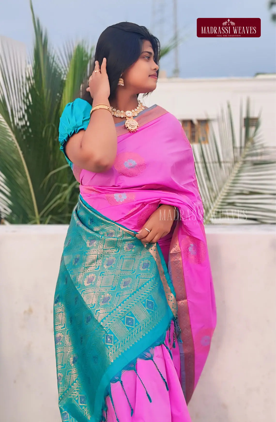 Indulge in timeless elegance with our Semi Kanji Silk Saree. The delicate pinkish lavender hue, accented with a shimmering Zari border and intricate butta design, makes it perfect for special occasions and weddings. Plus, the attached blouse material and easy online purchase option make it a must-have!