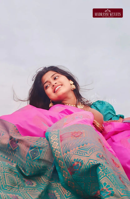 Indulge in timeless elegance with our Semi Kanji Silk Saree. The delicate pinkish lavender hue, accented with a shimmering Zari border and intricate butta design, makes it perfect for special occasions and weddings. Plus, the attached blouse material and easy online purchase option make it a must-have!