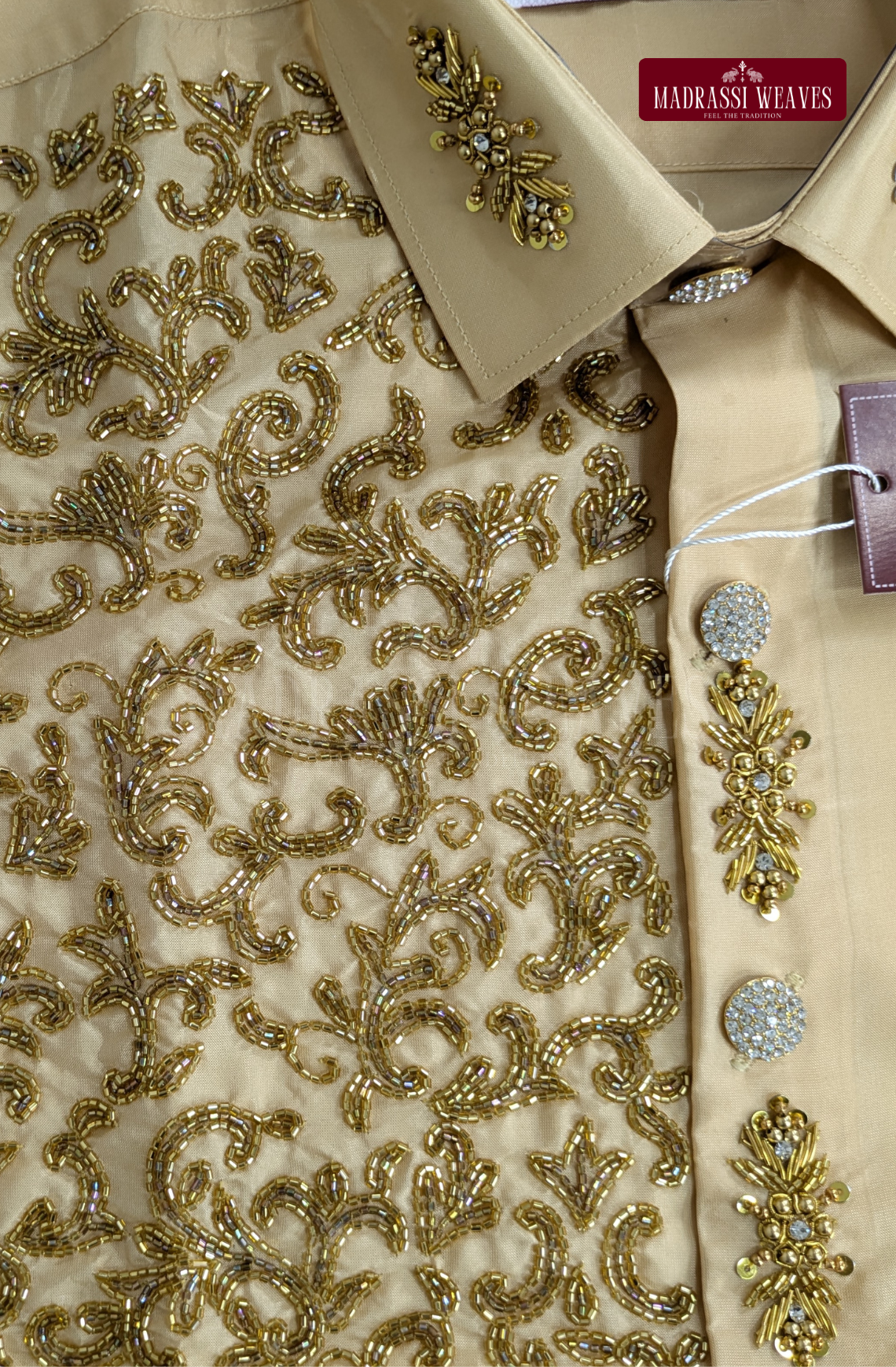 Luxury Aari Work Wedding Silk Dhoti Set (HandCrafted) -(DESPATCH TIME 15 DAYS)