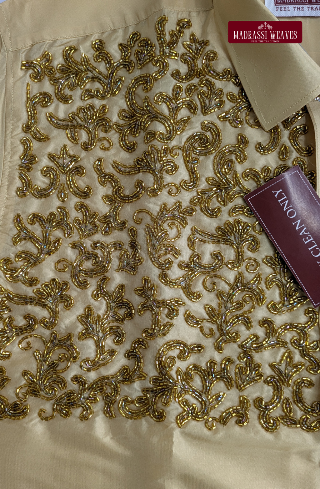 Luxury Aari Work Wedding Silk Dhoti Set (HandCrafted) -(DESPATCH TIME 15 DAYS)