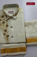 Luxury Aari Work Wedding Silk Dhoti Set (HandCrafted) -(DESPATCH TIME 15 DAYS)