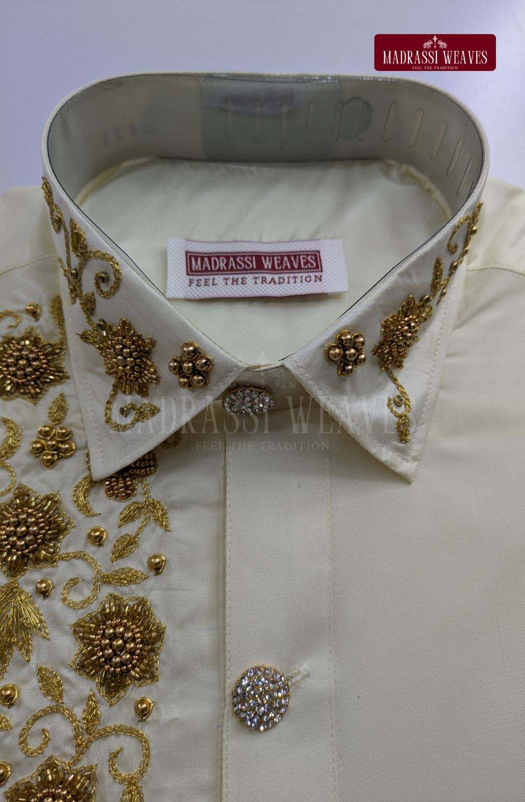 Luxury Aari Work Wedding Silk Dhoti Set (HandCrafted) -(DESPATCH TIME 15 DAYS)