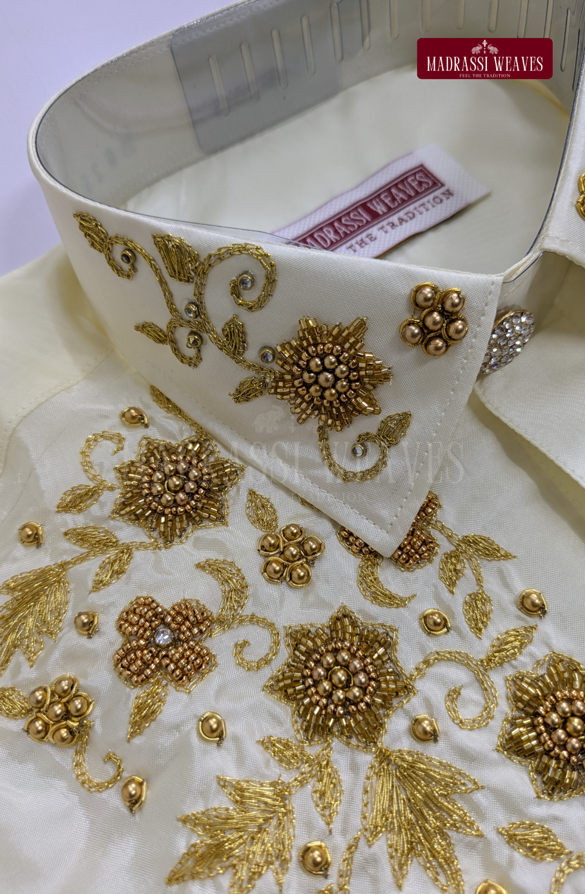 Luxury Aari Work Wedding Silk Dhoti Set (HandCrafted) -(DESPATCH TIME 15 DAYS)