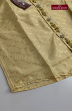 Luxury Aari Work Wedding Embossed Art Silk Dhoti Set (HandCrafted) -(DESPATCH TIME 15 DAYS)