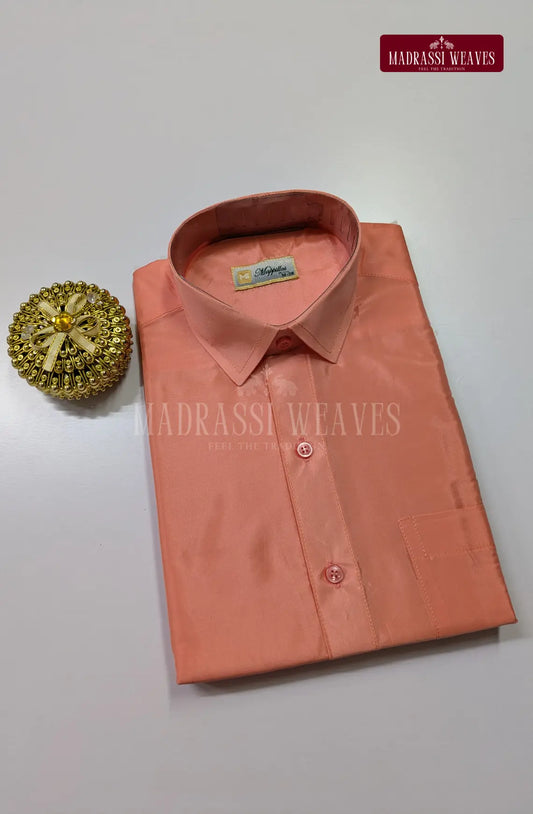 Premium Japan Art Silk Shirt Only - Pinkish Peach