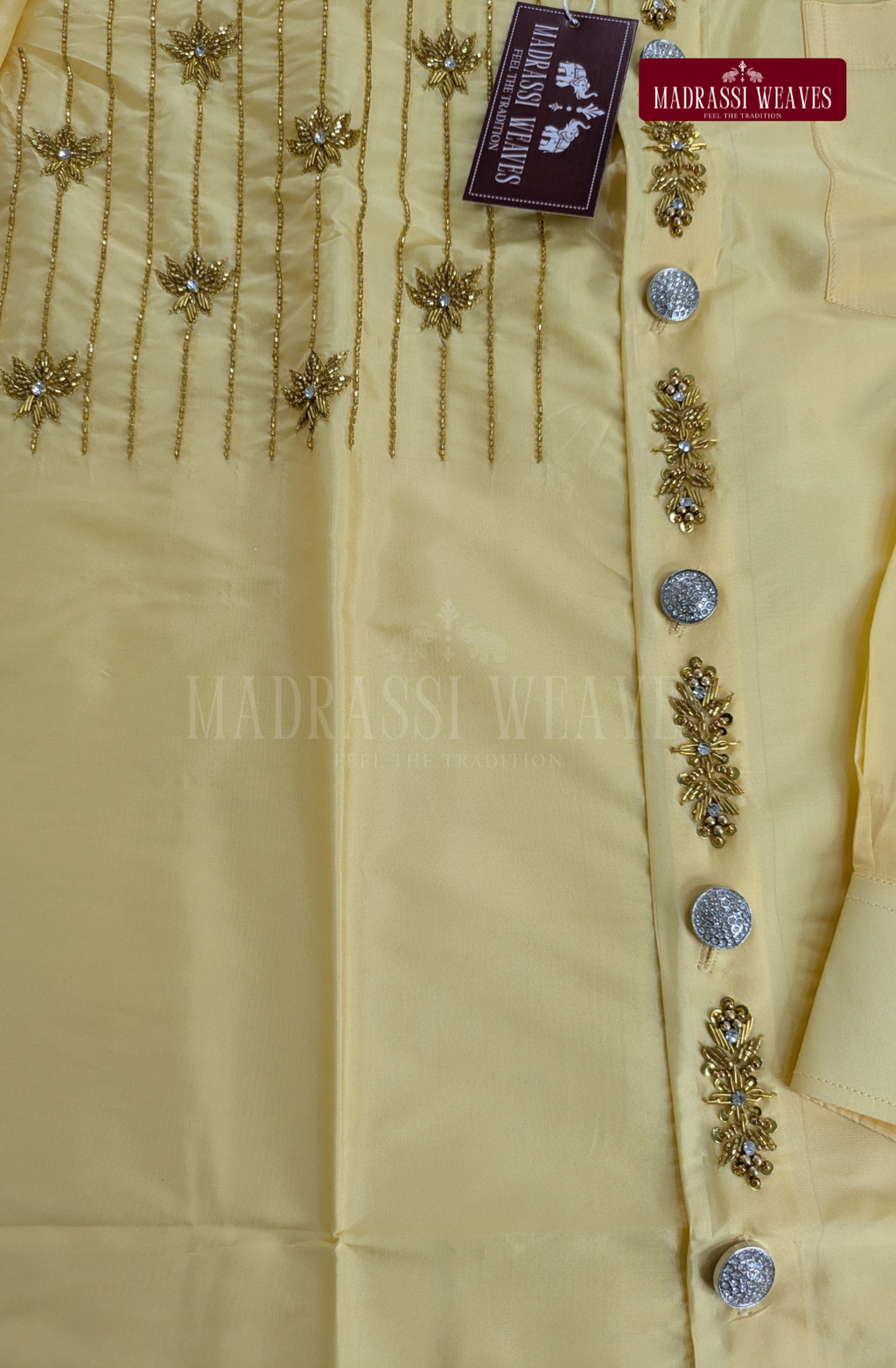 Aari Work Men's Shirt Only (Hand Crafted) - (DESPATCH TIME 15 DAYS)- Champagne