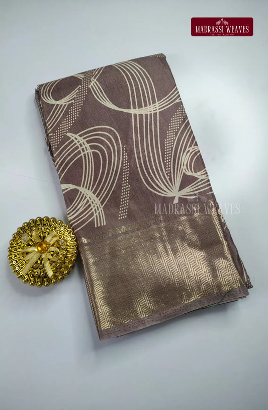 Silky Soft Tussar Fusion  Silk Saree - Grey