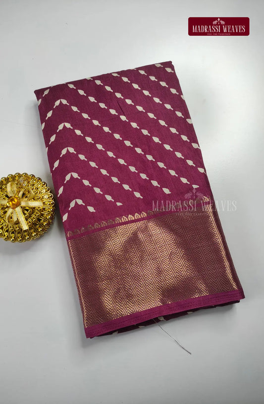 Silky Soft Tussar Fusion  Silk Saree - Wine
