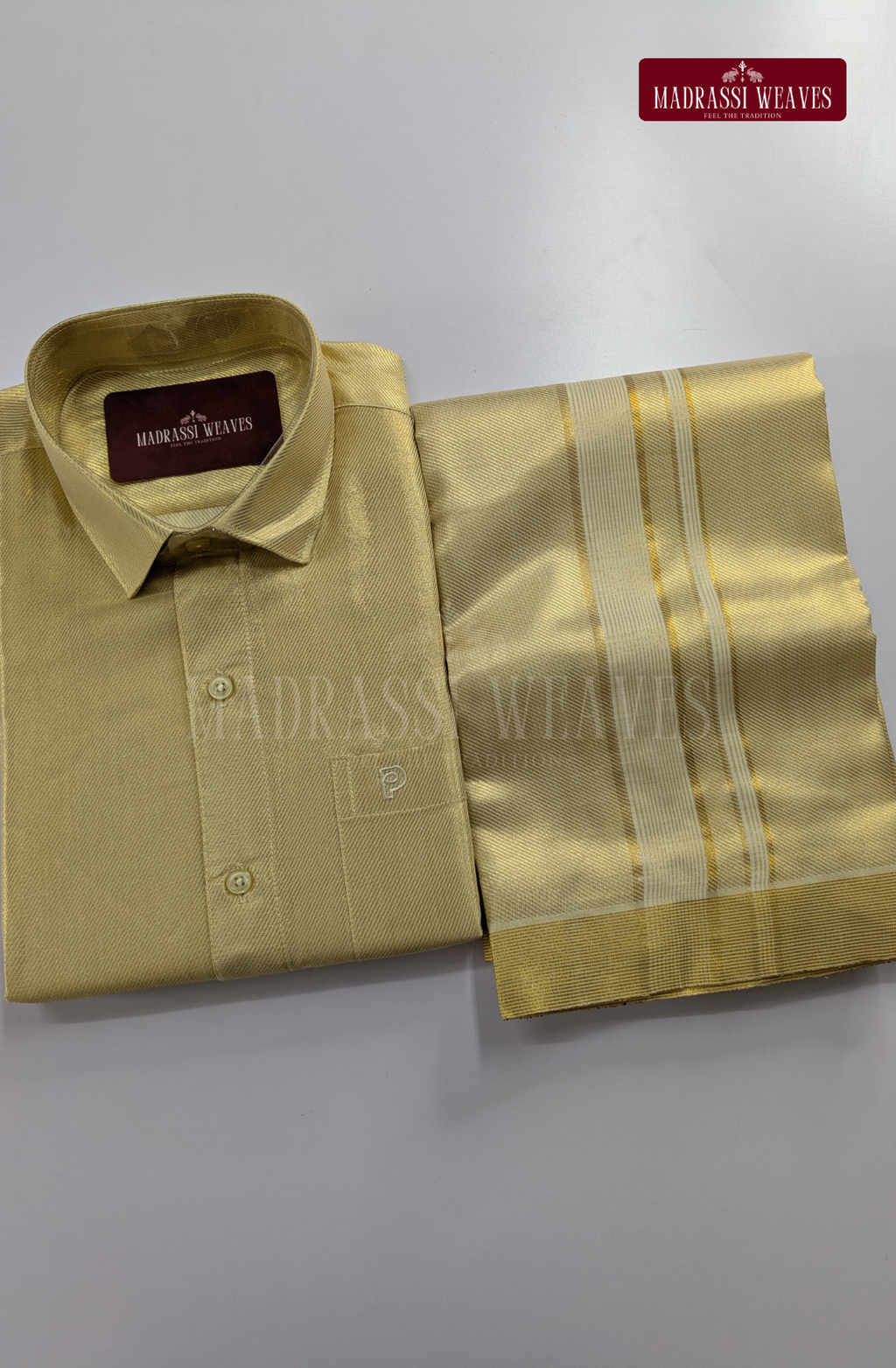 Premium Art Silk Tissue Dhoti Set - Stripes