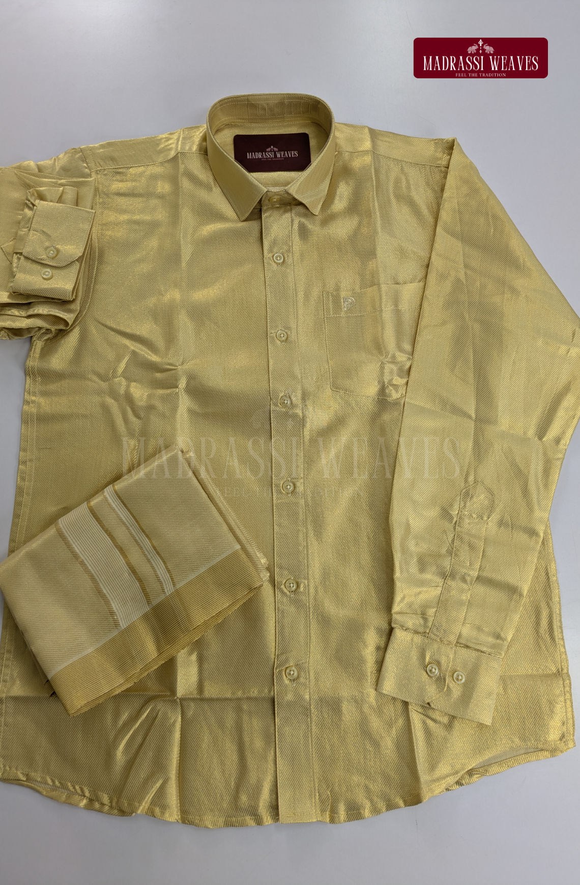 Premium Art Silk Tissue Dhoti Set - Stripes