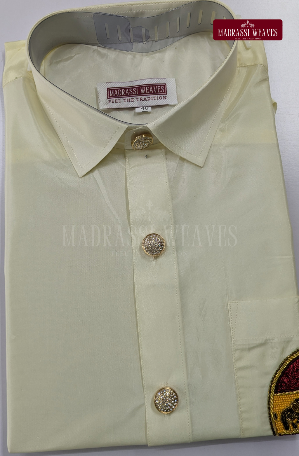 Luxury Aari Work Wedding Silk Dhoti Set (HandCrafted) -(DESPATCH TIME 15 DAYS) - Off White