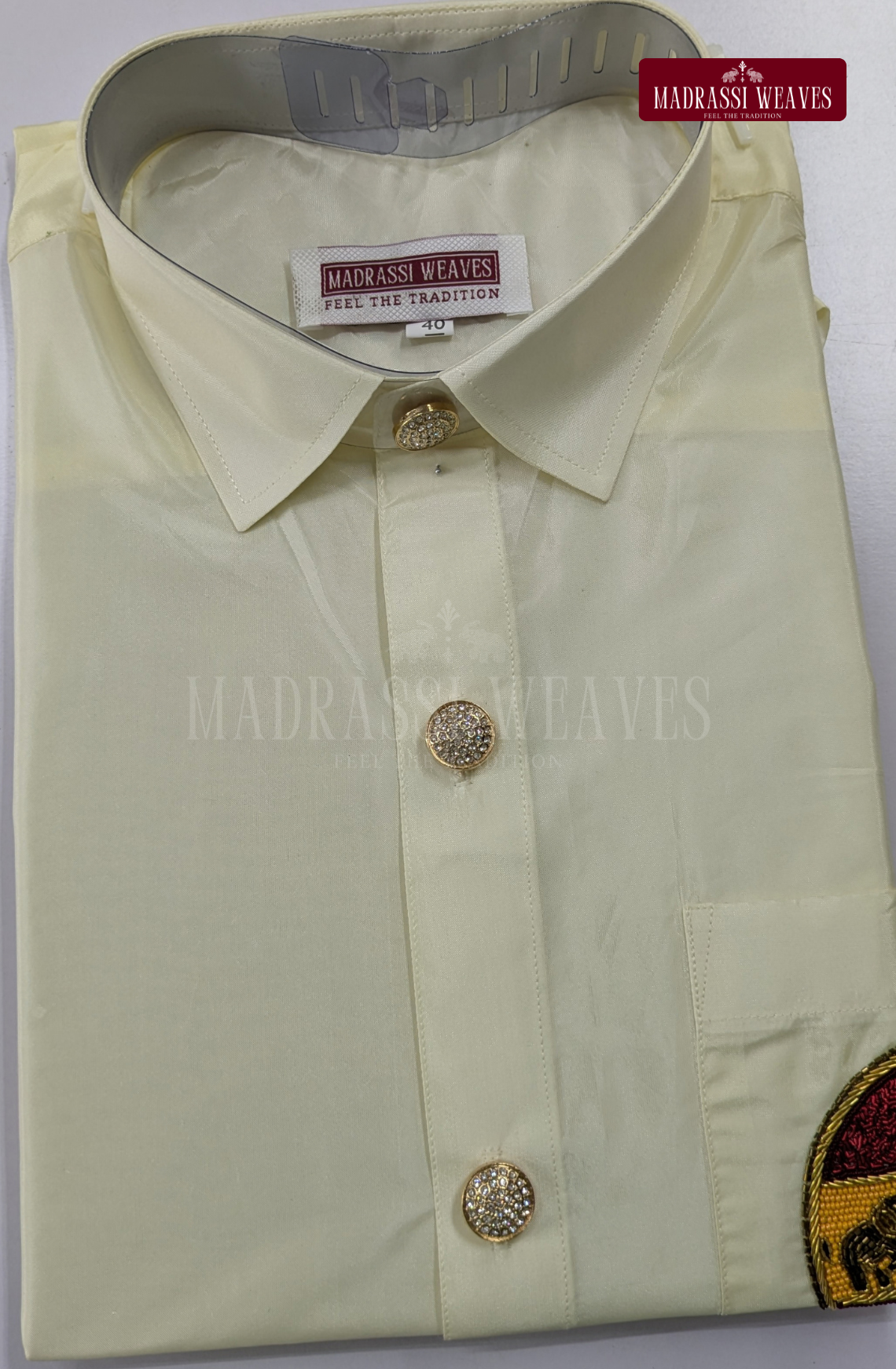 Luxury Aari Work Wedding Silk Dhoti Set (HandCrafted) -(DESPATCH TIME 15 DAYS) - Off White