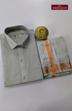 Textured Weave Japan Silk Dhoti Set - Steel Grey
