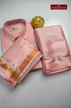 Textured Weave Japan Silk Couple Combo Set - Pink