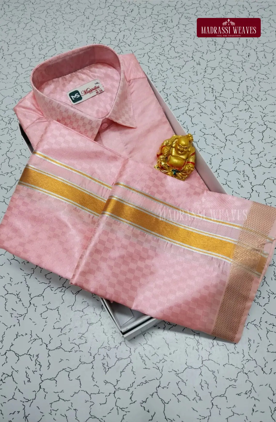 Kids Premium Silk Textured Dhoti Set - Pink