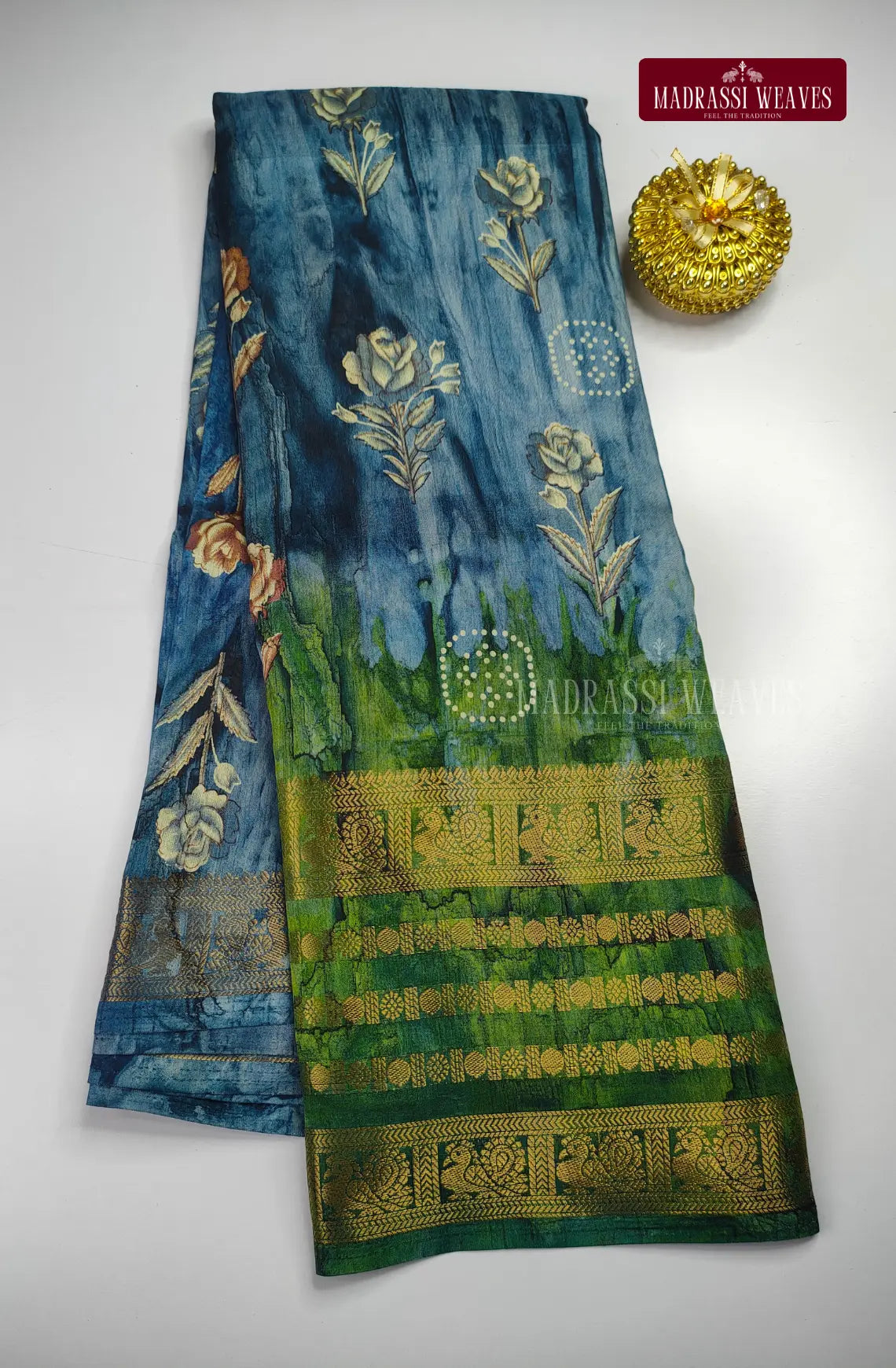 Tie And Dye Floral Print Saree