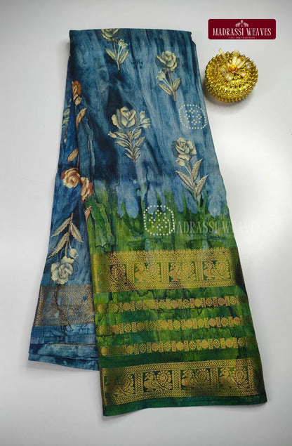 Tie And Dye Floral Print Saree