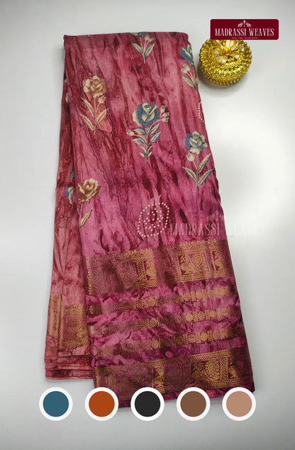 Tie And Dye Floral Print Saree