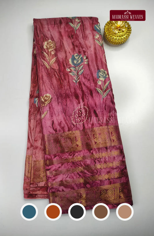 Tie And Dye Floral Print Saree