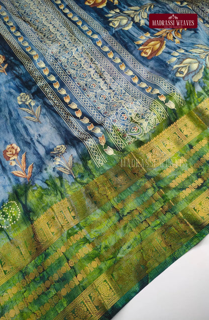 Tie And Dye Floral Print Saree