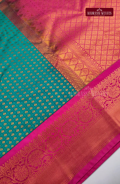 Traditional Ethnic Butta Kanchi Semi Silk Saree - Rama